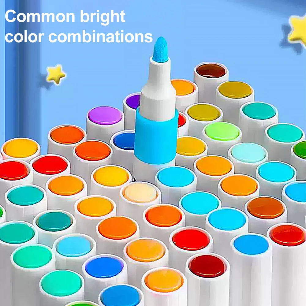 Colorful markers with bright color combinations on a blue background