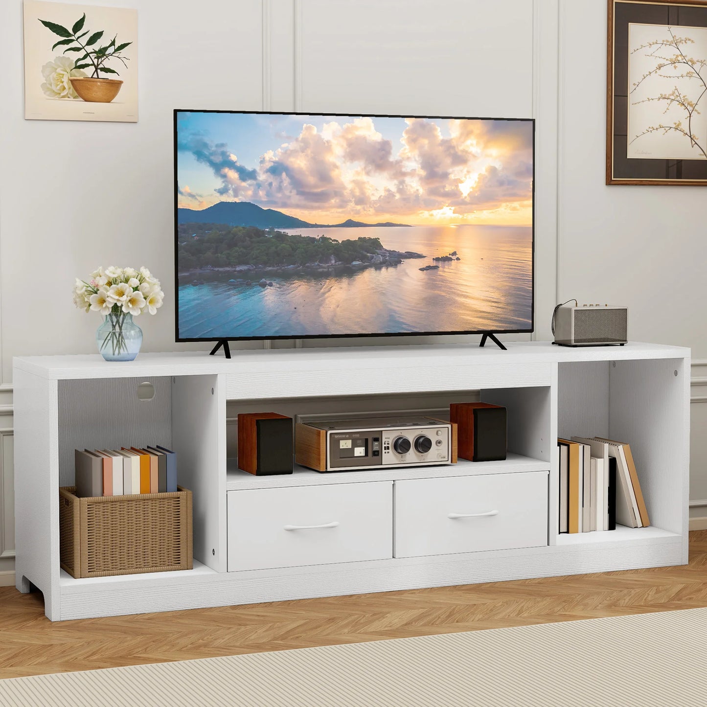 148cm wide White TV Stand