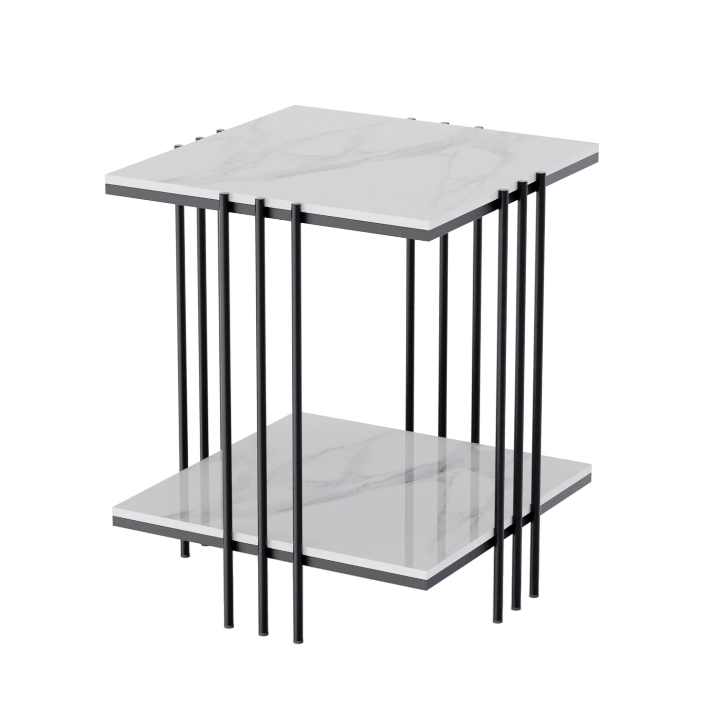 2 Tier White Marble Side Table