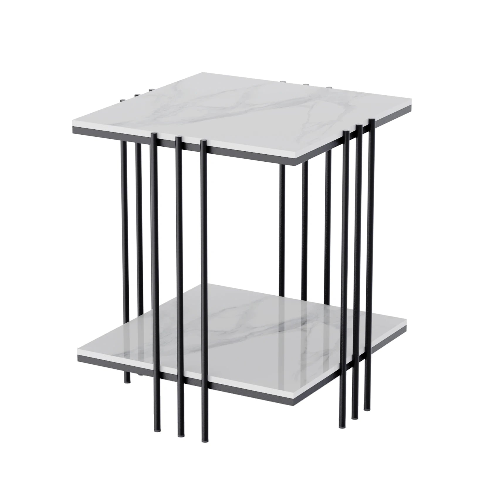 2 Tier White Marble Side Table