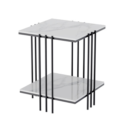 2 Tier White Marble Side Table