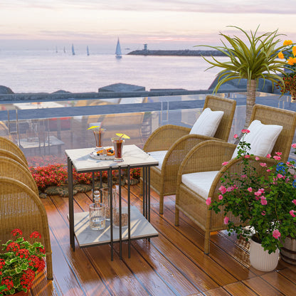2 Tier Marble Side Table on Balcony