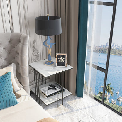 2 Tier Marble Side Table in Modern Room
