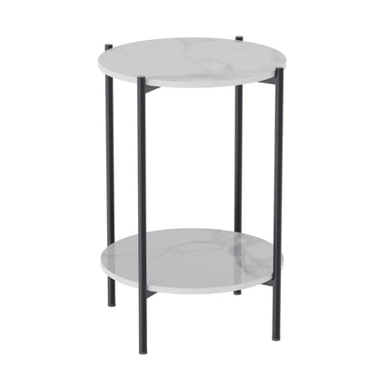Round side table with two shelves on a white background