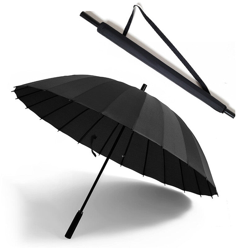 Large Black Umbrella Folded and Unfolded