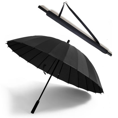 Large Black Umbrella Folded and Unfolded