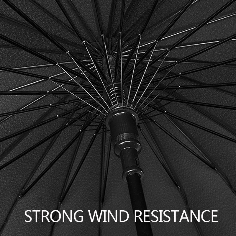 Large Black Umbrella Showing Strong Wind Resistance