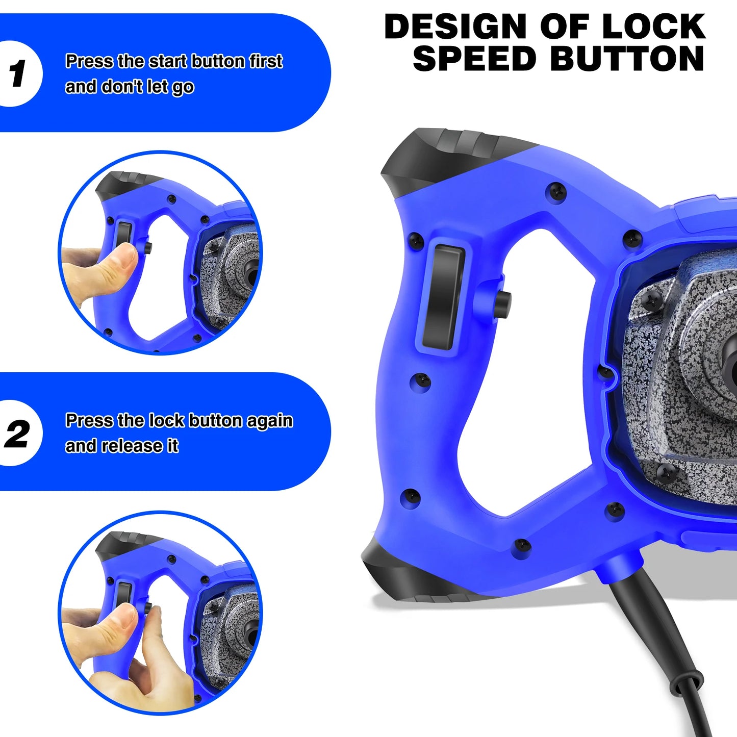 Blue lock speed button with instructions on how to use it