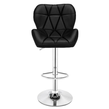 Modern Adjustable Bar Stools Set of 2 PU Leather Swivel Kitchen Chairs Black
