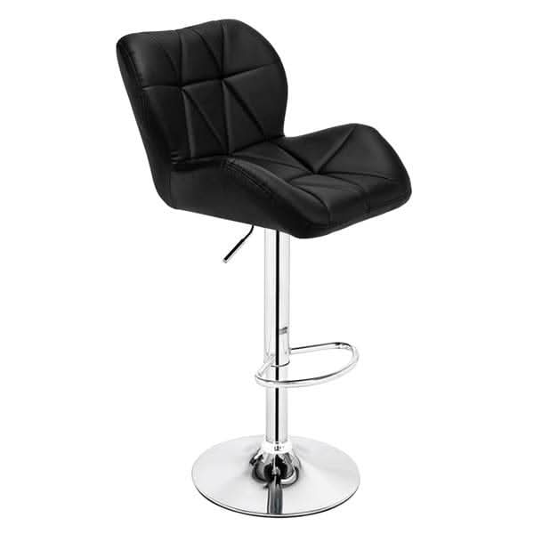Modern Adjustable Bar Stools Set of 2 PU Leather Swivel Kitchen Chairs Black