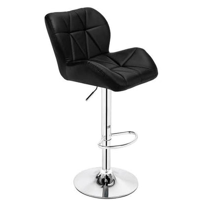 Modern Adjustable Bar Stools Set of 2 PU Leather Swivel Kitchen Chairs Black
