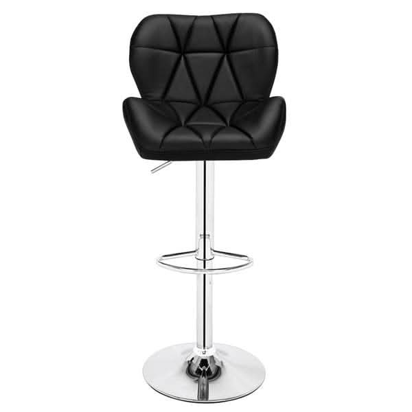 Modern Adjustable Bar Stools Set of 2 PU Leather Swivel Kitchen Chairs Black