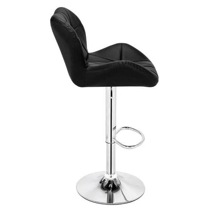 Modern Adjustable Bar Stools Set of 2 PU Leather Swivel Kitchen Chairs Black