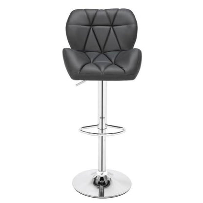 Modern Adjustable Bar Stools Set of 2 PU Leather Swivel Kitchen Chairs Grey Dark