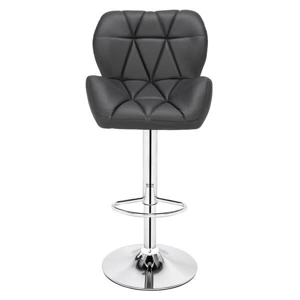 Modern Adjustable Bar Stools Set of 2 PU Leather Swivel Kitchen Chairs Grey Dark