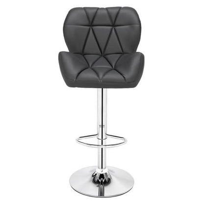Modern Adjustable Bar Stools Set of 2 PU Leather Swivel Kitchen Chairs Grey Dark