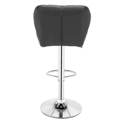 Modern Adjustable Bar Stools Set of 2 PU Leather Swivel Kitchen Chairs Grey Dark