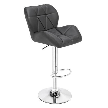 Modern Adjustable Bar Stools Set of 2 PU Leather Swivel Kitchen Chairs Grey Dark