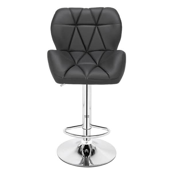 Modern Adjustable Bar Stools Set of 2 PU Leather Swivel Kitchen Chairs Grey Dark