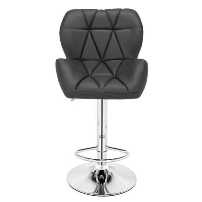 Modern Adjustable Bar Stools Set of 2 PU Leather Swivel Kitchen Chairs Grey Dark