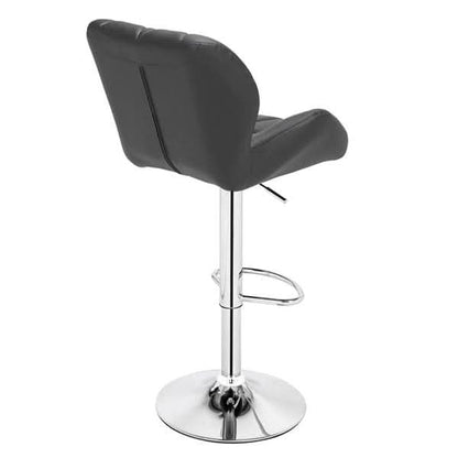 Modern Adjustable Bar Stools Set of 2 PU Leather Swivel Kitchen Chairs Grey Dark