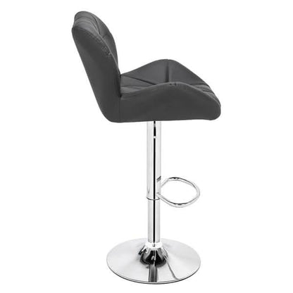 Modern Adjustable Bar Stools Set of 2 PU Leather Swivel Kitchen Chairs Grey Dark