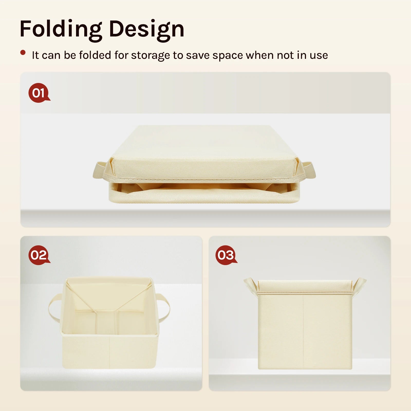 Folding design feature of a product with text explaining it can be folded for storage.