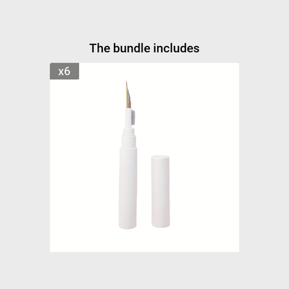Two white cosmetic applicators with a small gray box labeled 'x6' on a light gray background.