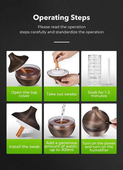 Step-by-step guide for operating a device with images and text instructions.