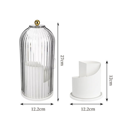 Glass candle holder with dimensions on a white background