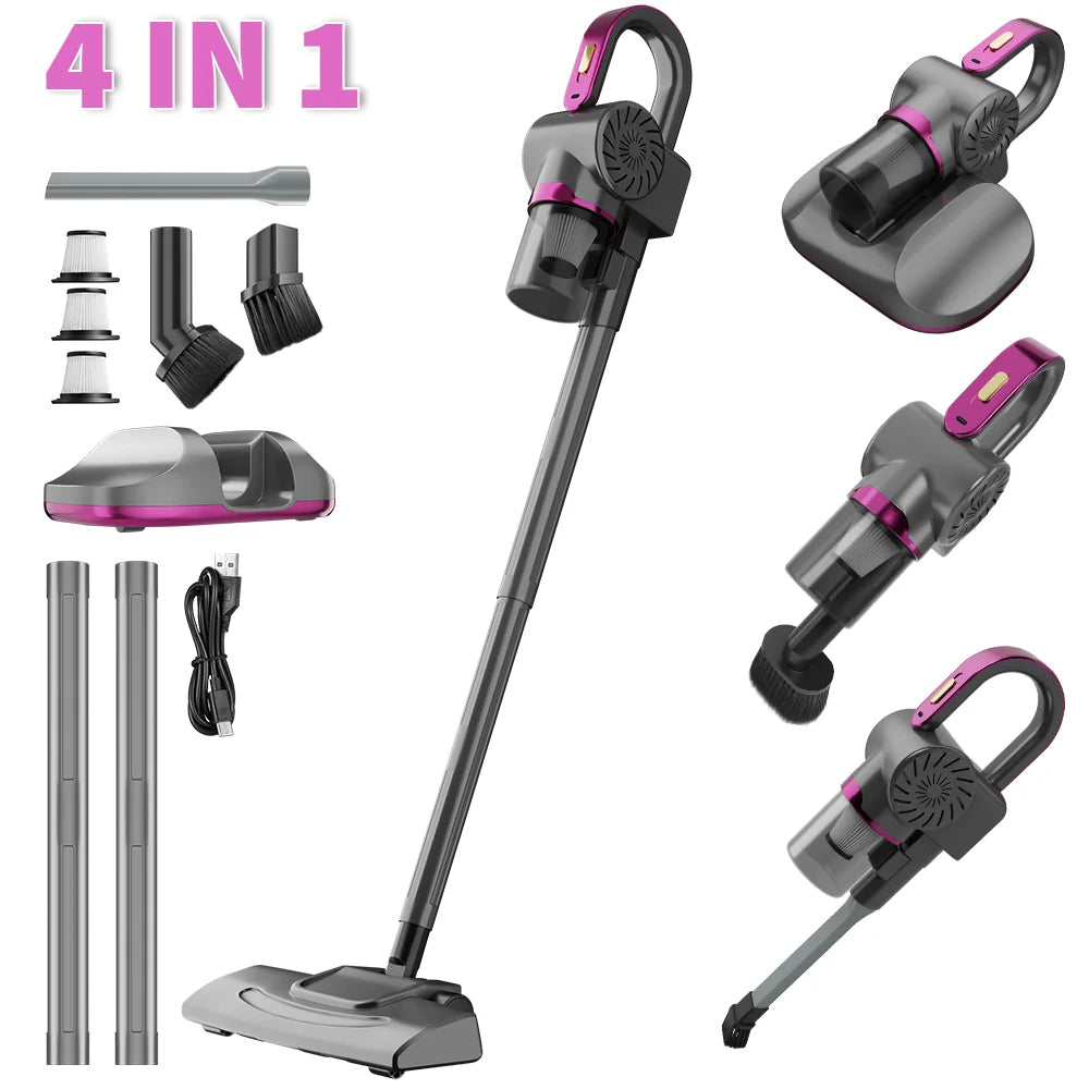 4-in-1 vacuum cleaner set with attachments on a white background