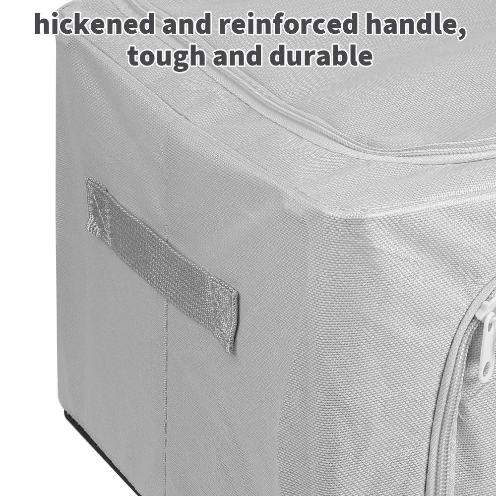 Gray storage bag with a reinforced handle on a white background