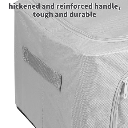 Gray storage bag with a reinforced handle on a white background