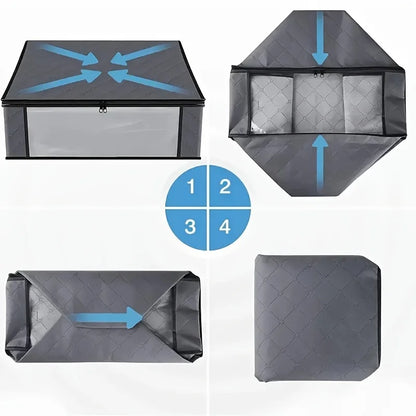 4 Pack Grey Foldable Storage Bags