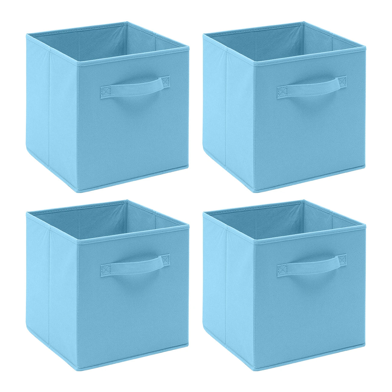 4 Light Blue Storage Boxes with Handles