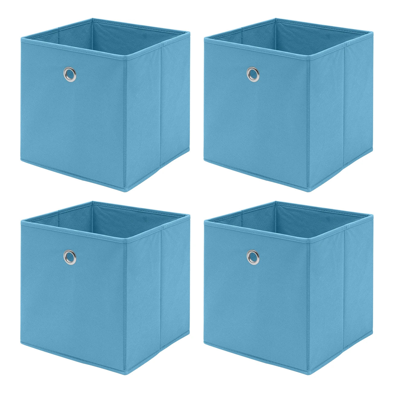 Four Blue Storage Boxes with Handles