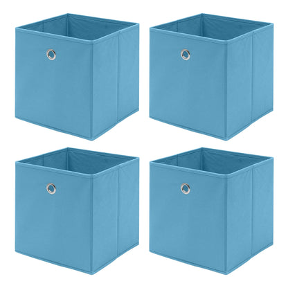 Four Blue Storage Boxes with Handles