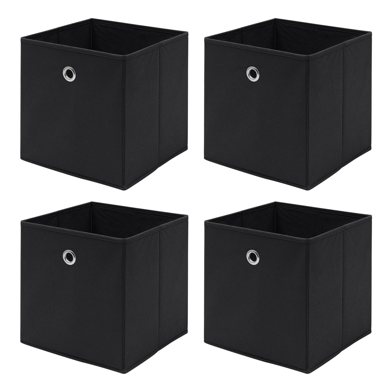 4 Black Storage Cube Boxes