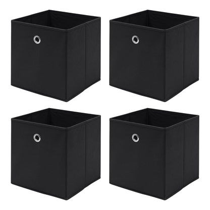 4 Black Storage Cube Boxes