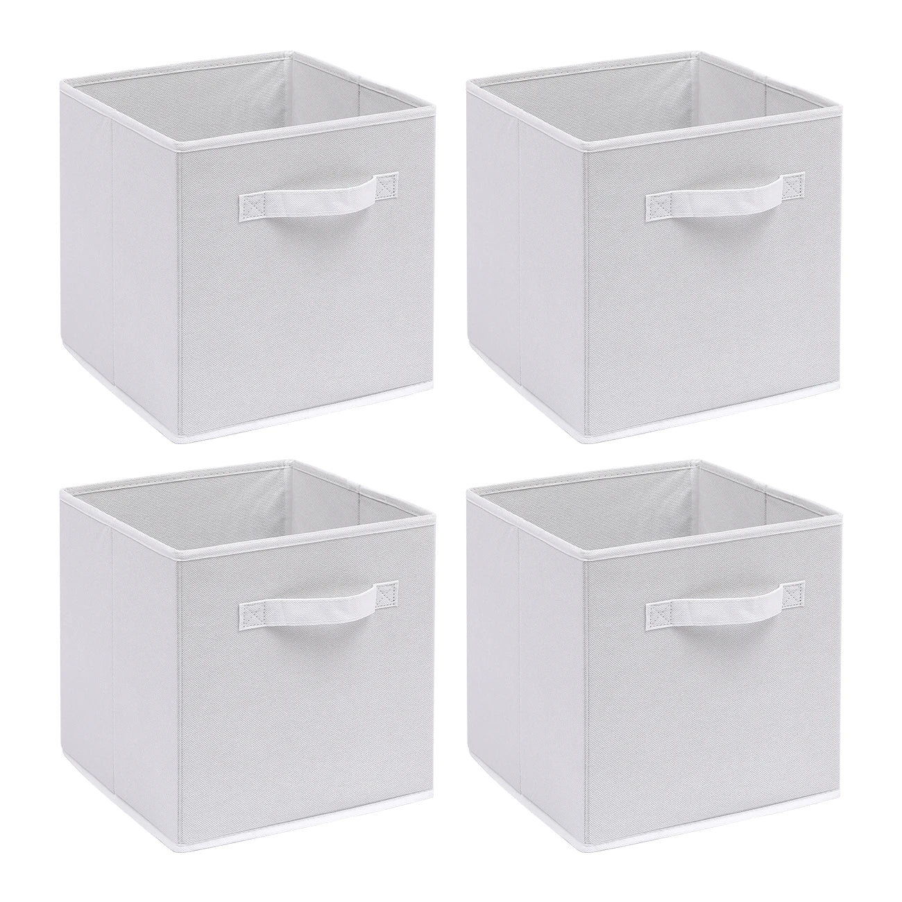 4 White Cube Storage Boxes with Handles