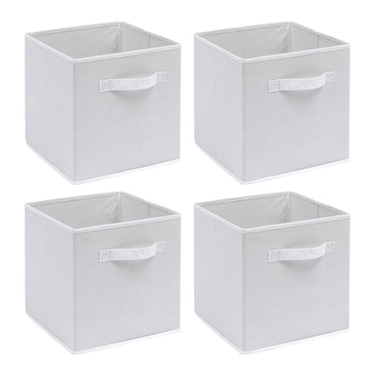 4 White Cube Storage Boxes with Handles
