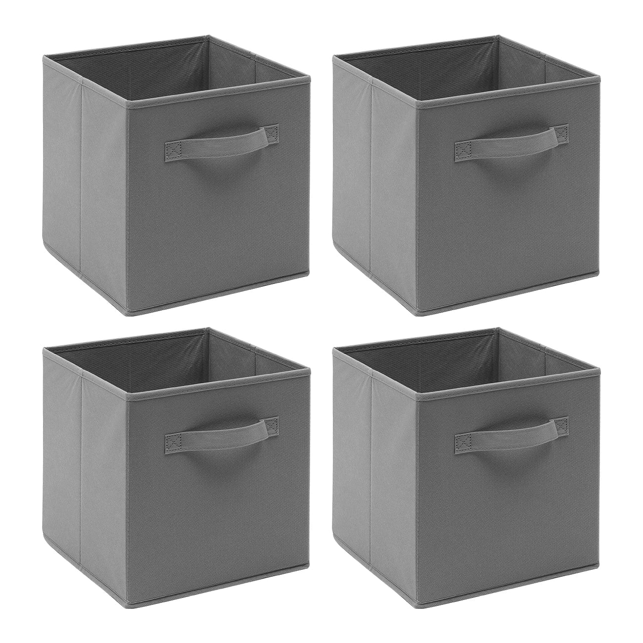 4 Grey Storage Cube Boxes with Handles