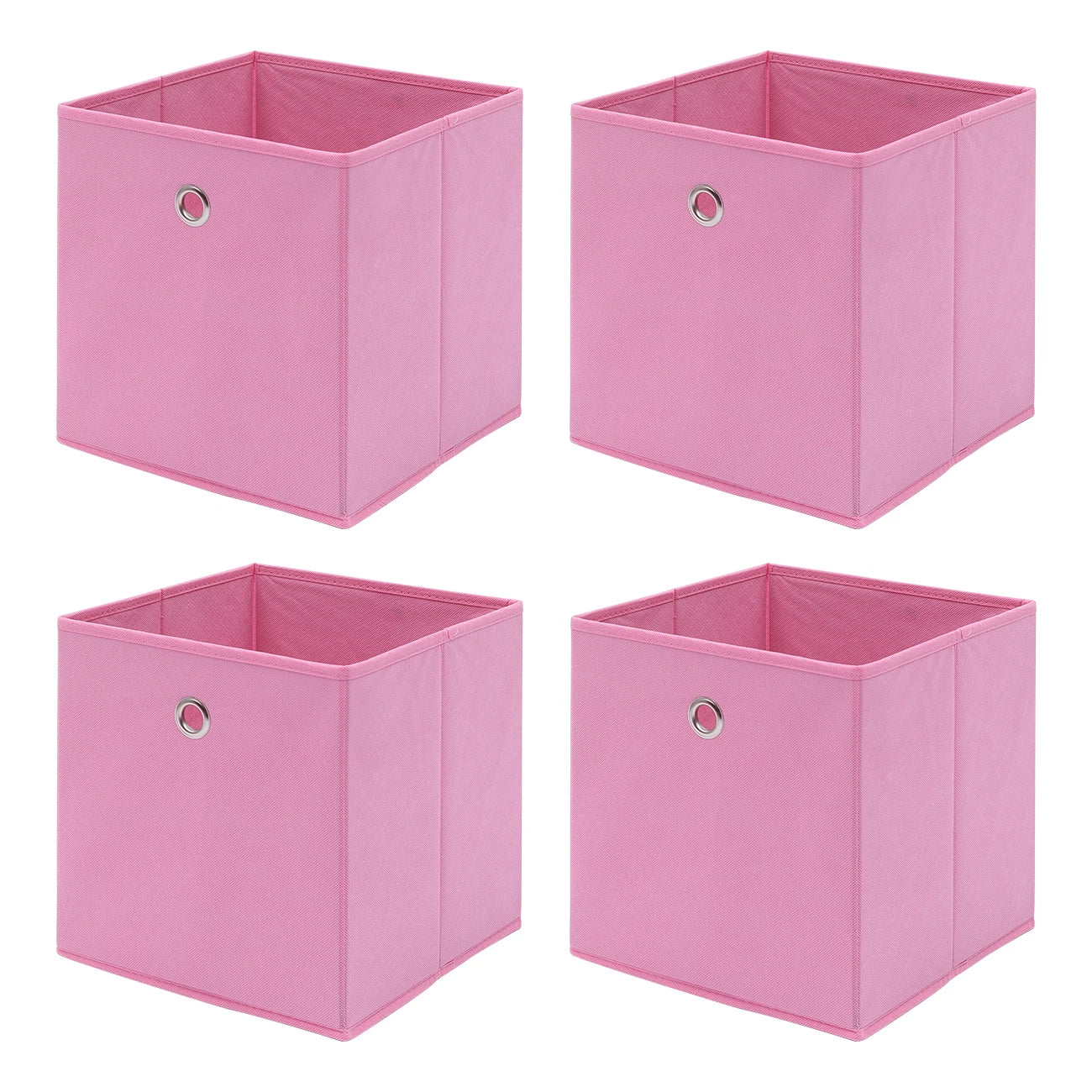 4 Pink Storage Cube Boxes with Handles