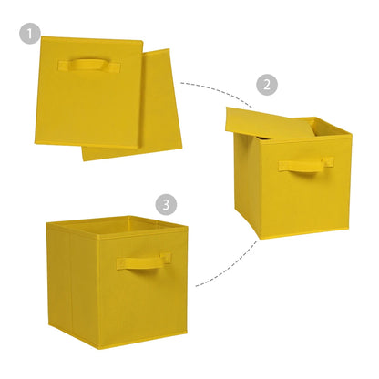 Yellow Cube Storage Boxes Showing Folding Options