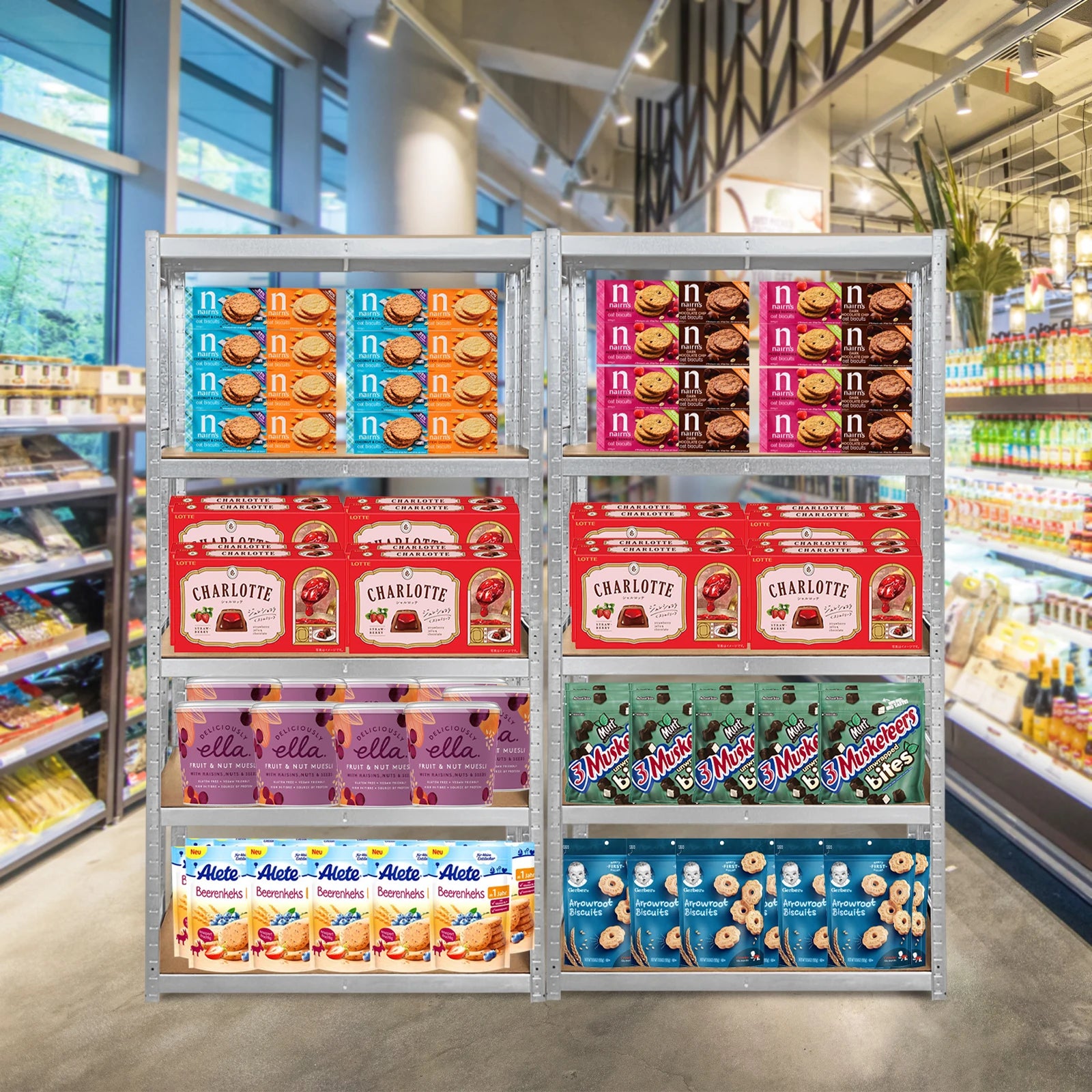 Display of Nestle products in a store setting