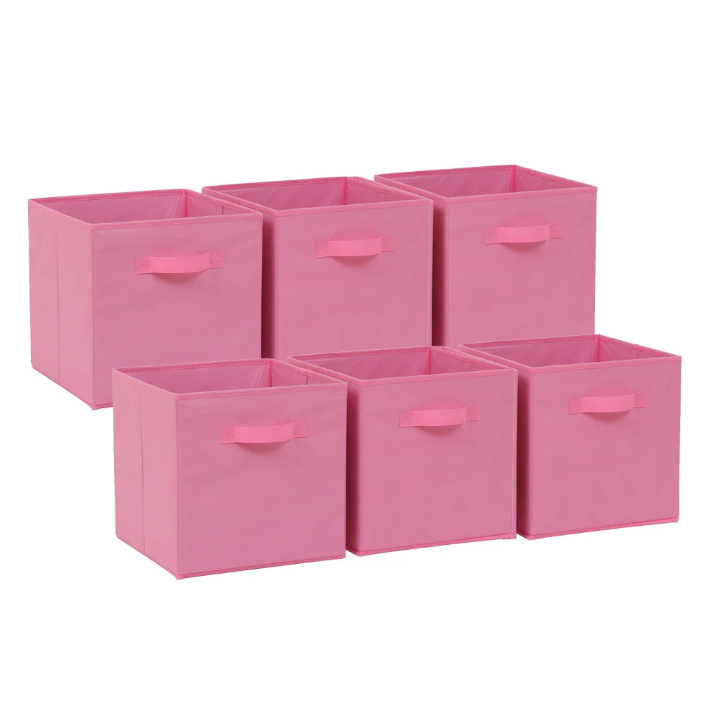 Set of 6 Storage Cube Boxes Pink