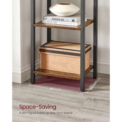 Small shelf with books and a box, labeled 'Space-Saving' on a neutral background.