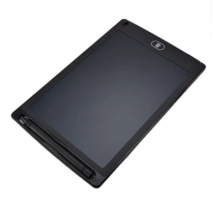 Black electronic writing pad on a white background