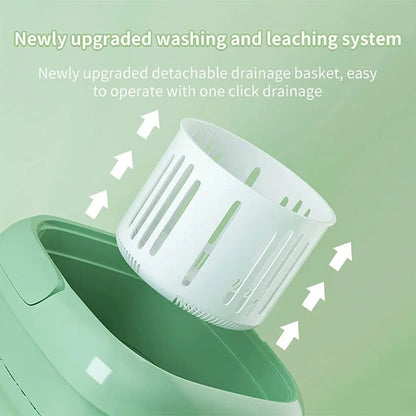 Detachable drainage basket for a washing and leaching system on a green background