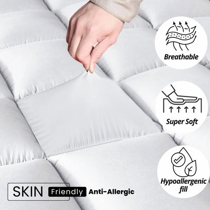 Hotel Collection Mattress Topper 10cm Microfibre Super Soft Box Stitched White